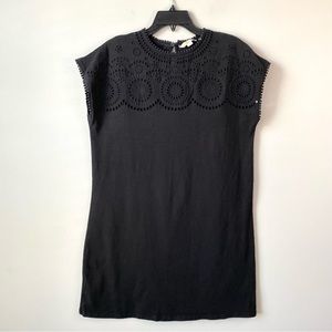 Boden Eyelet Cotton Shift Dress Black 12